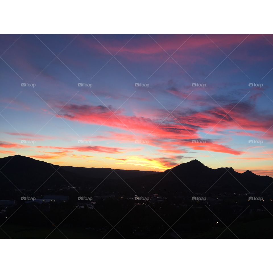 Sunset, Landscape, Mountain, Sky, Dawn