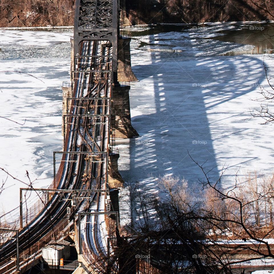 Iced over river.
