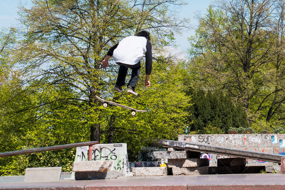 Skateboarder doing tricks