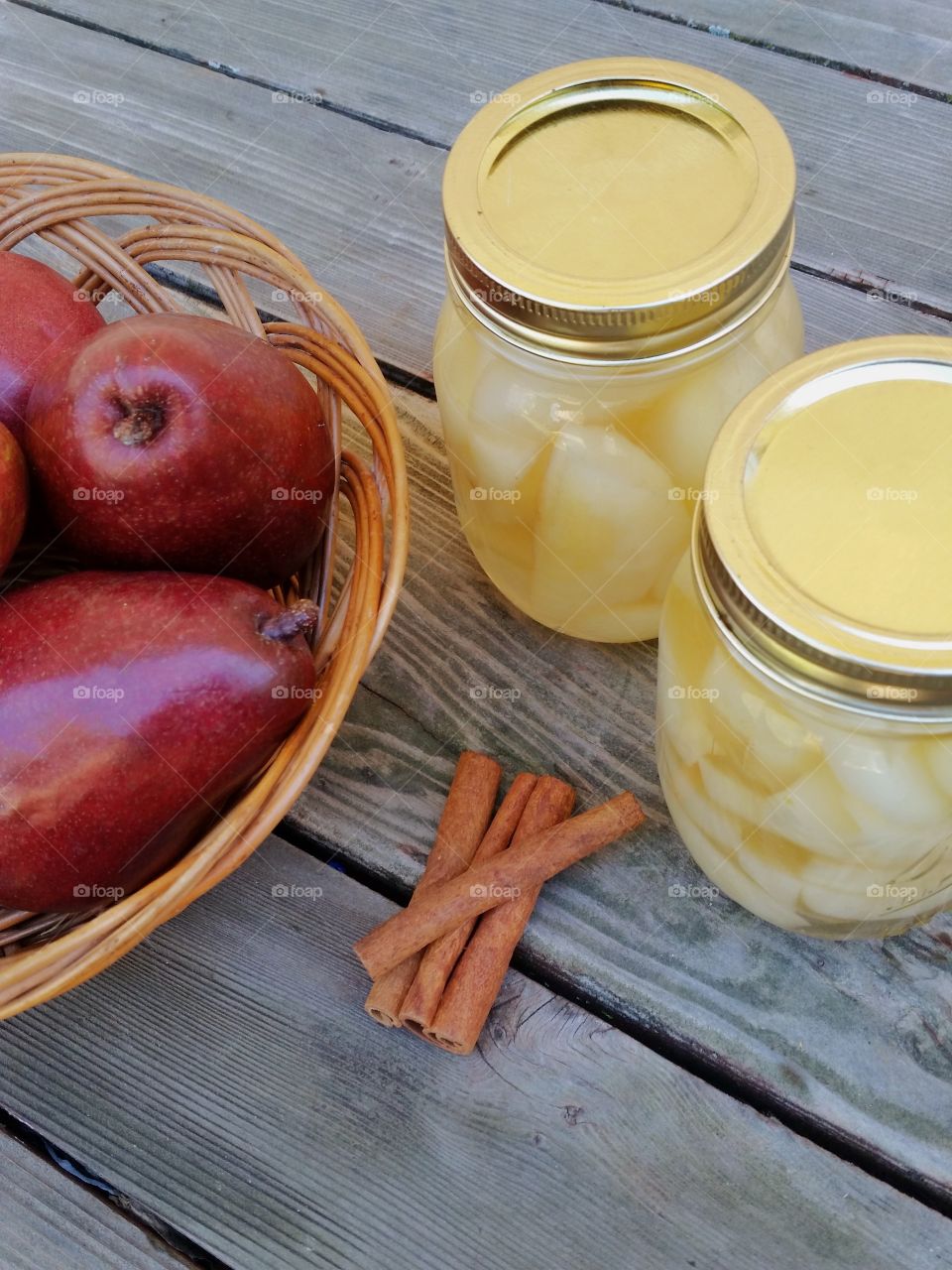 Pears in jar