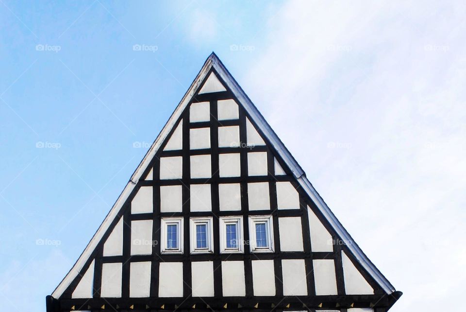 Triangle roof of the half-timbered house