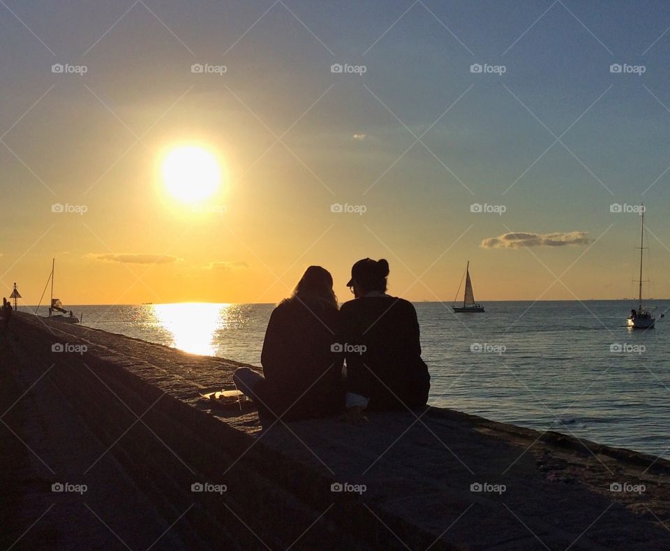 Couple in sunset 