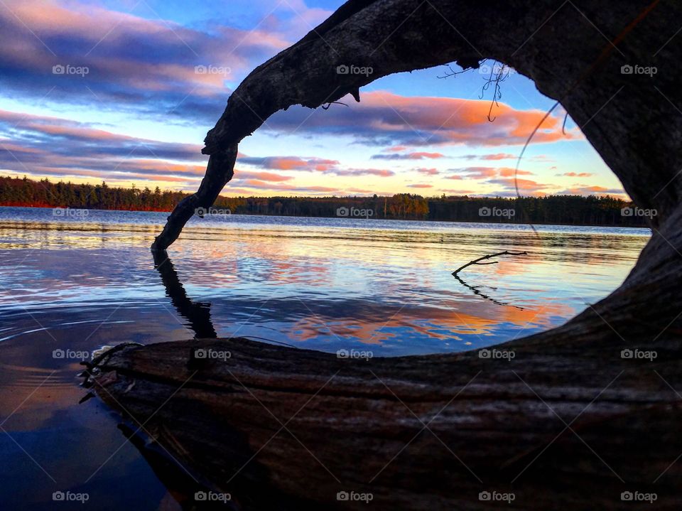 Scenic view of massachusetts lake during sunset