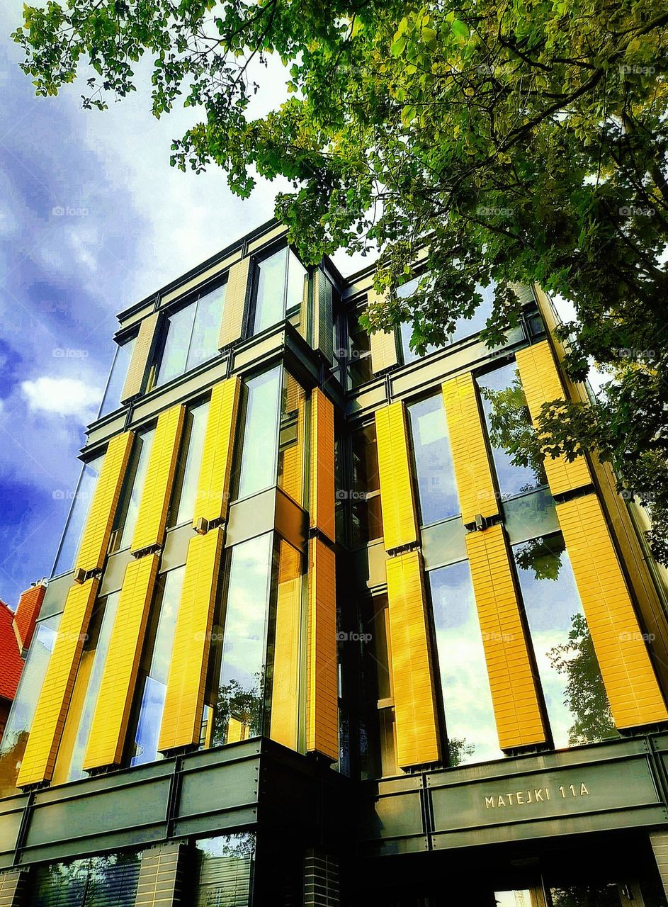 Modern building in Poznań, Poland.