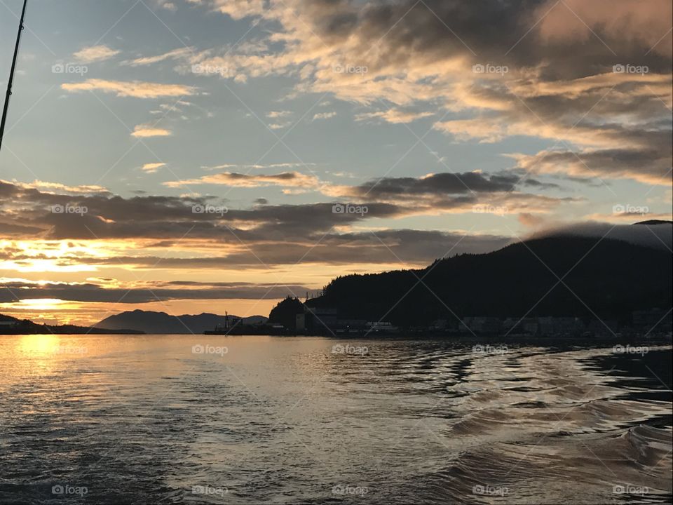 Ocean sunset coastal Alaska