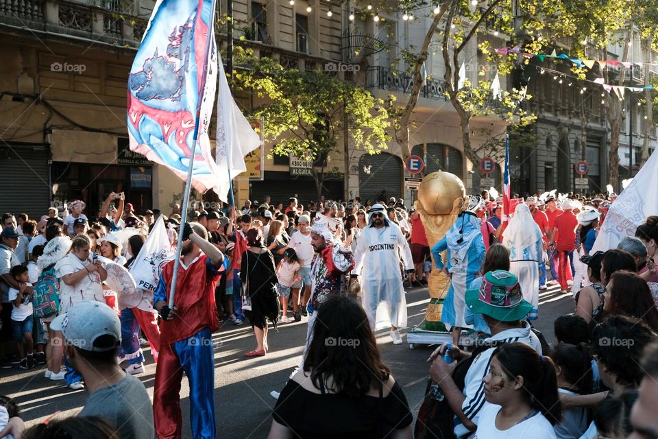 Buenos-Aires, 22.02.2022: Participants of carnival in Buenos-Aires on the street