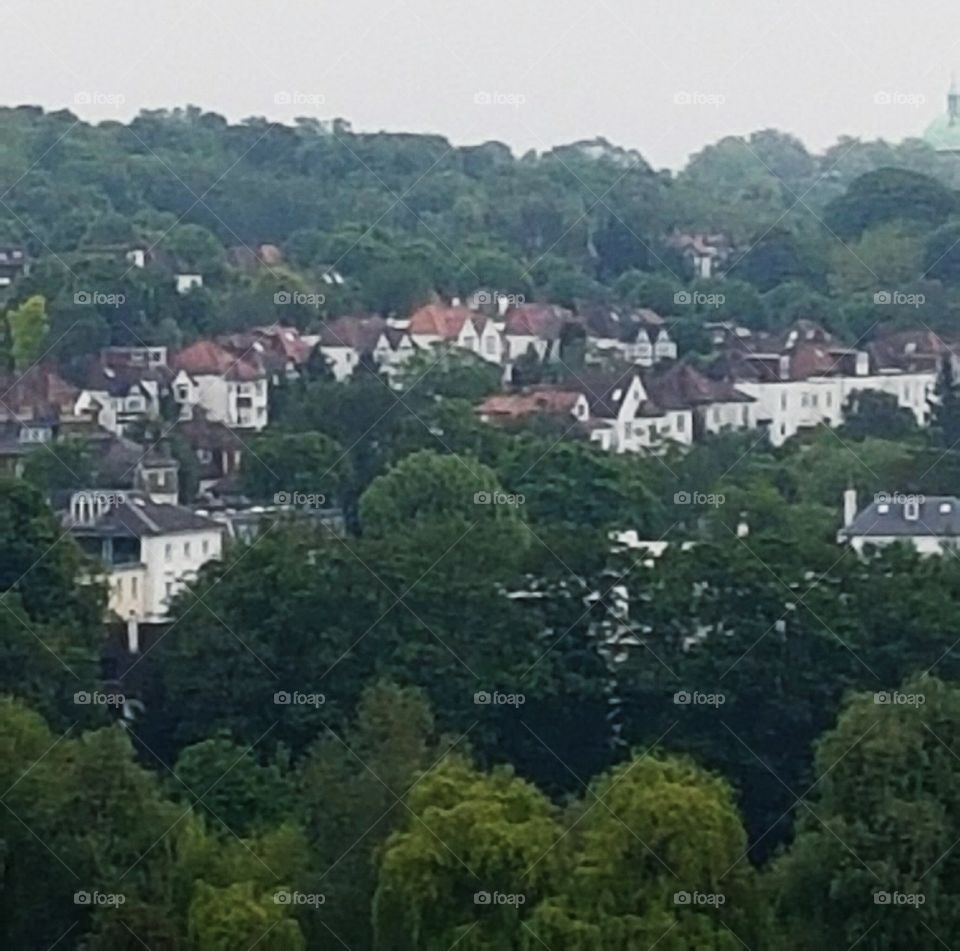 On the top of Hampstead Heath overlooking London. UK...