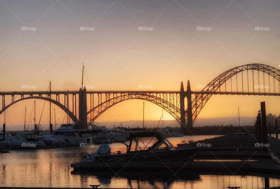 Sunset sea bridge 