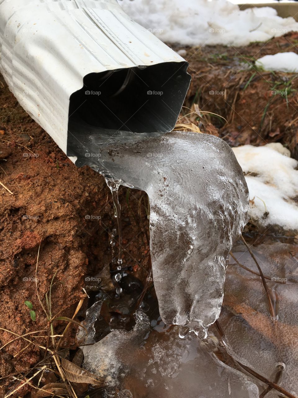 Icy downspout 