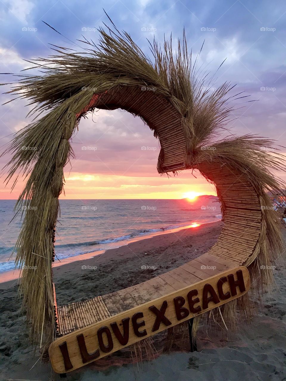 Sunset on the beach in Montenegro. 