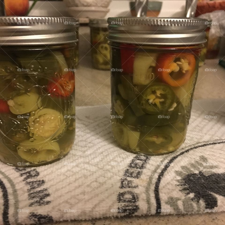 Homemade canned jalapeños. Spicy! 