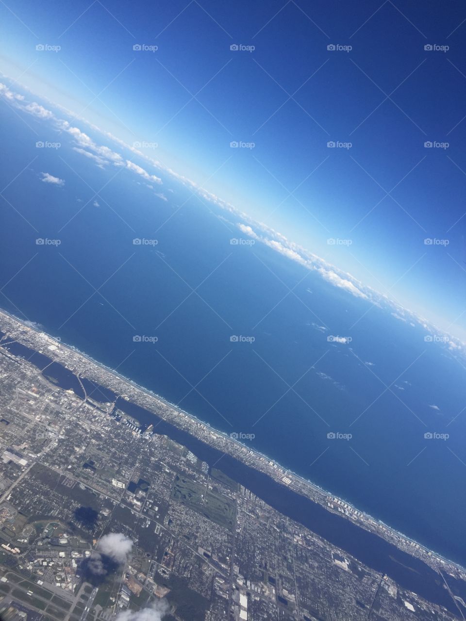 Aerail view of sea and land