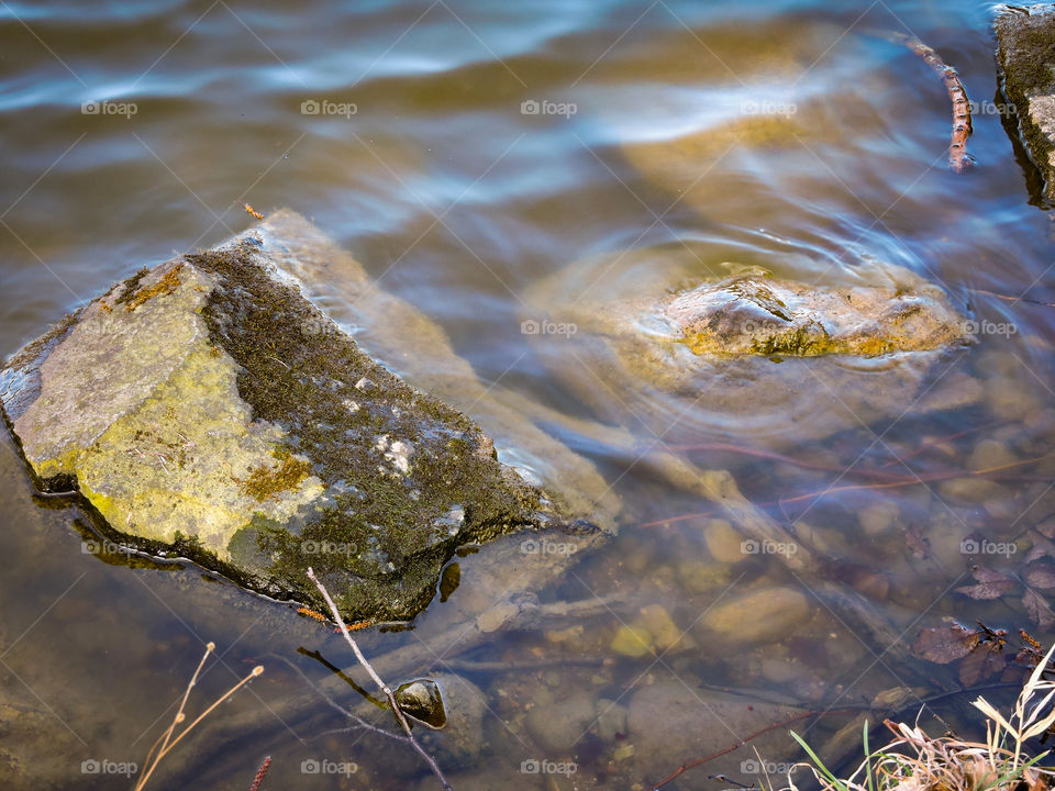 Stones in the water, Bagsværd Lake, Denmark.