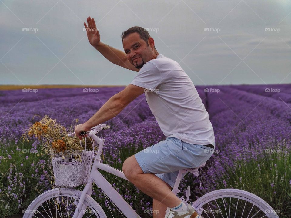 Cycling through the lavender for fun