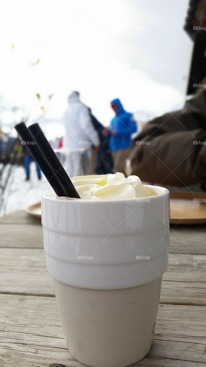 Hot chocolate with cream.
