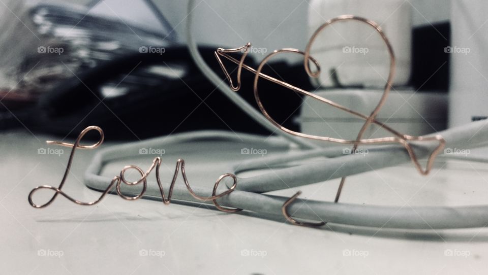 I created a word and a symbol on a piece of wire 