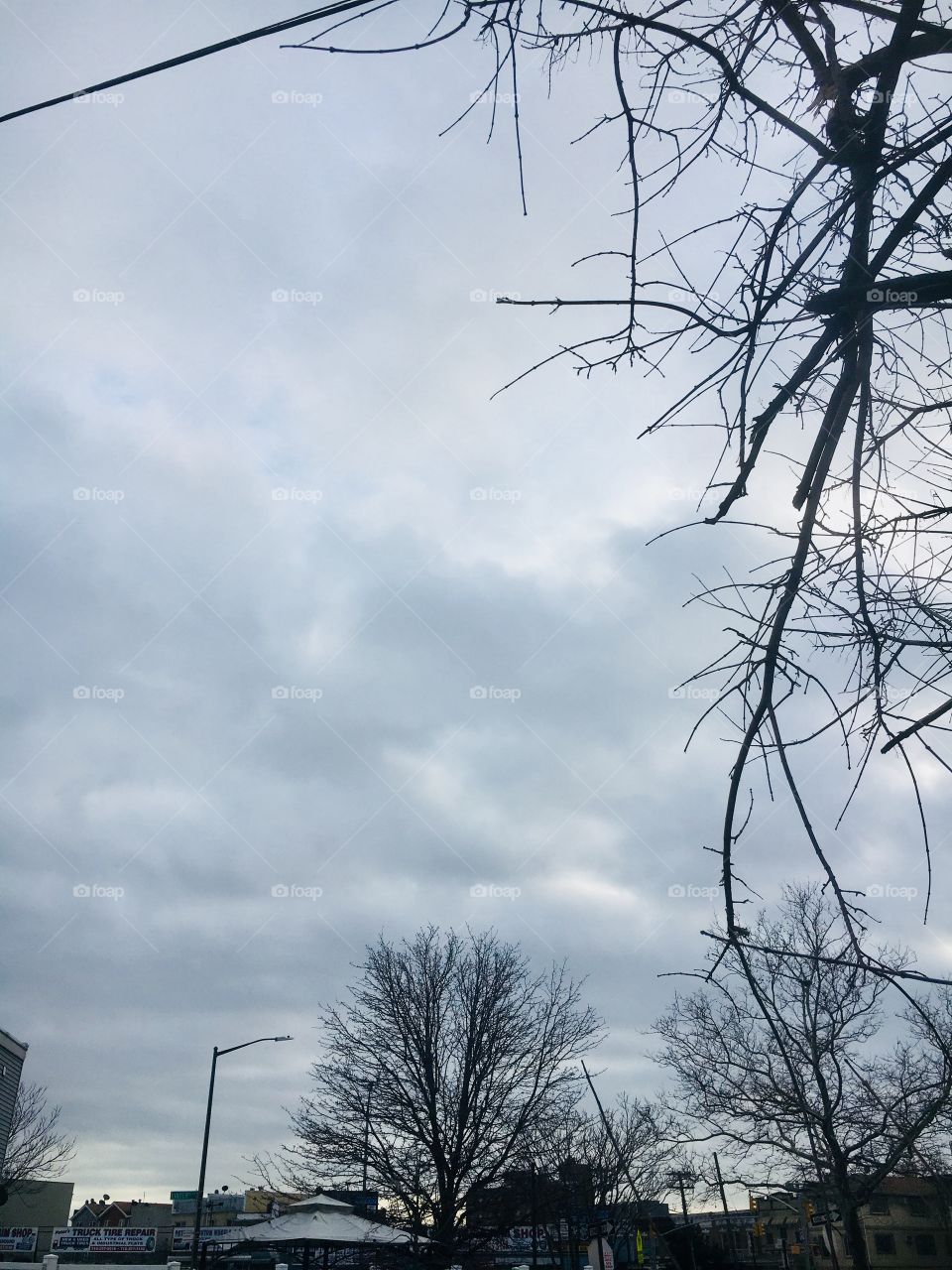 Clouds winter sky in nyc brooklyn 