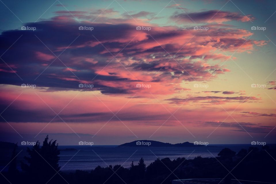 Scenic view of sea during sunset