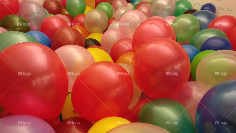 Colorful balloons all over, party, surprise