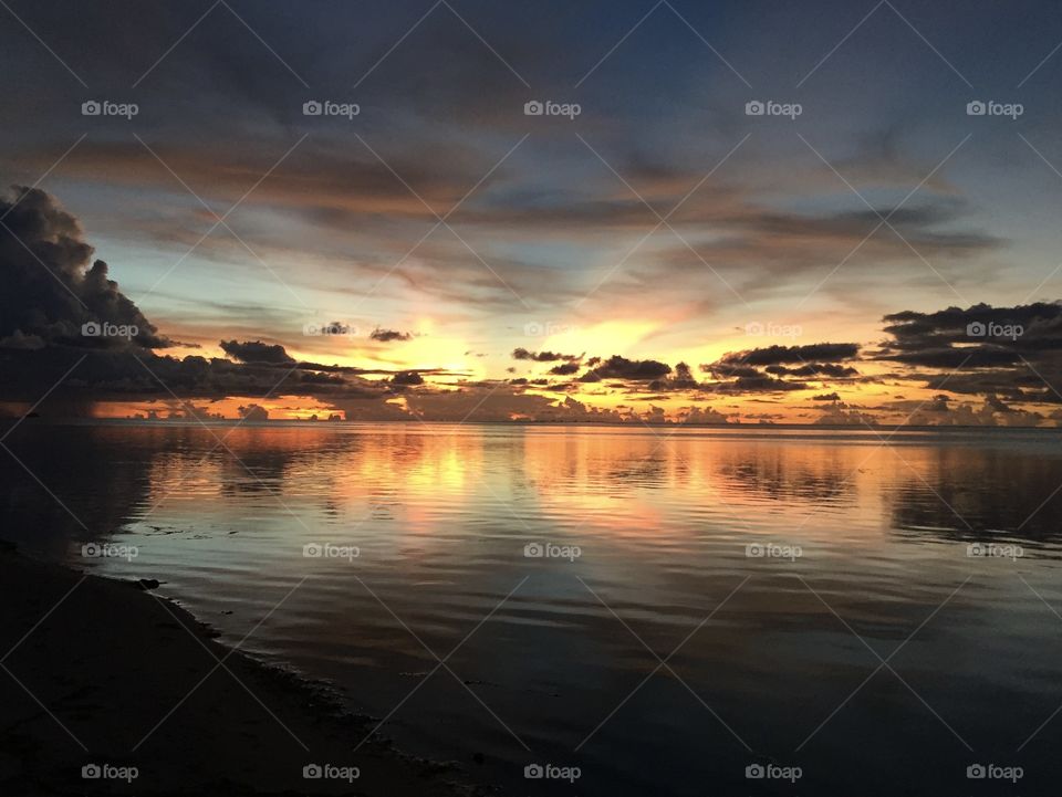 Sunset over the ocean on Saipan.