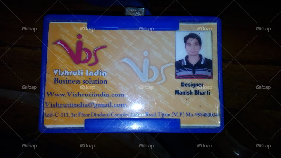 High angle view of visiting card