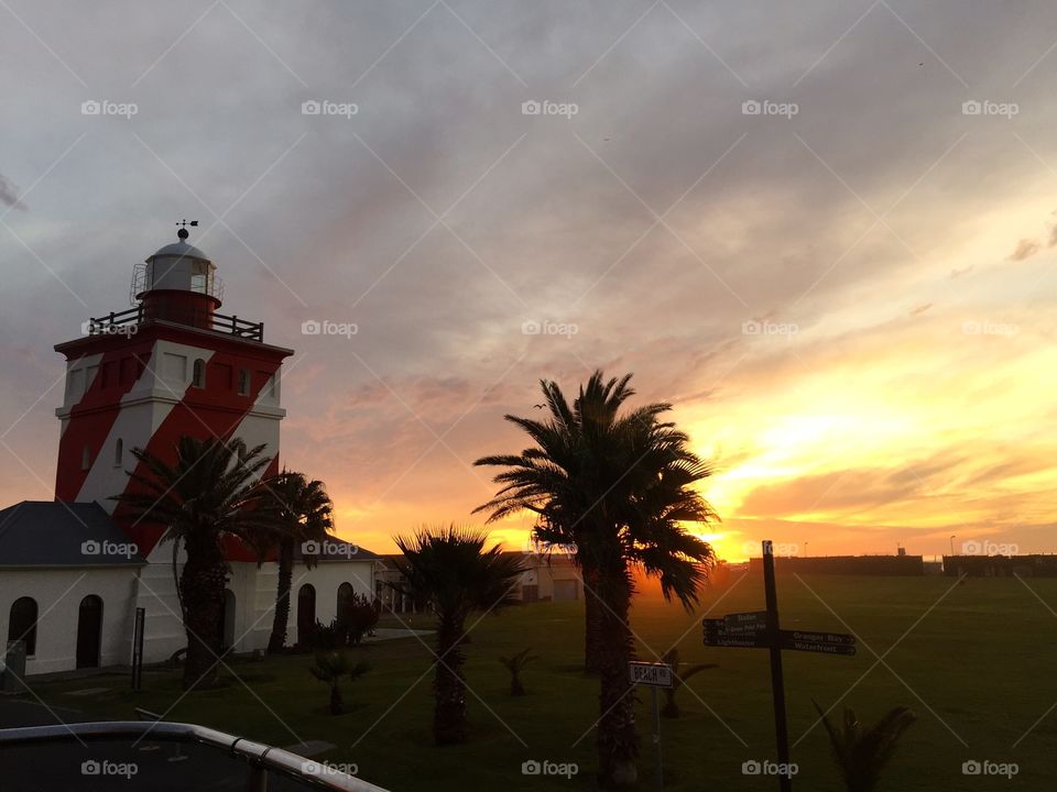 Golden Light House. The light house on the coast of Cape Town, on a tour of the city. 