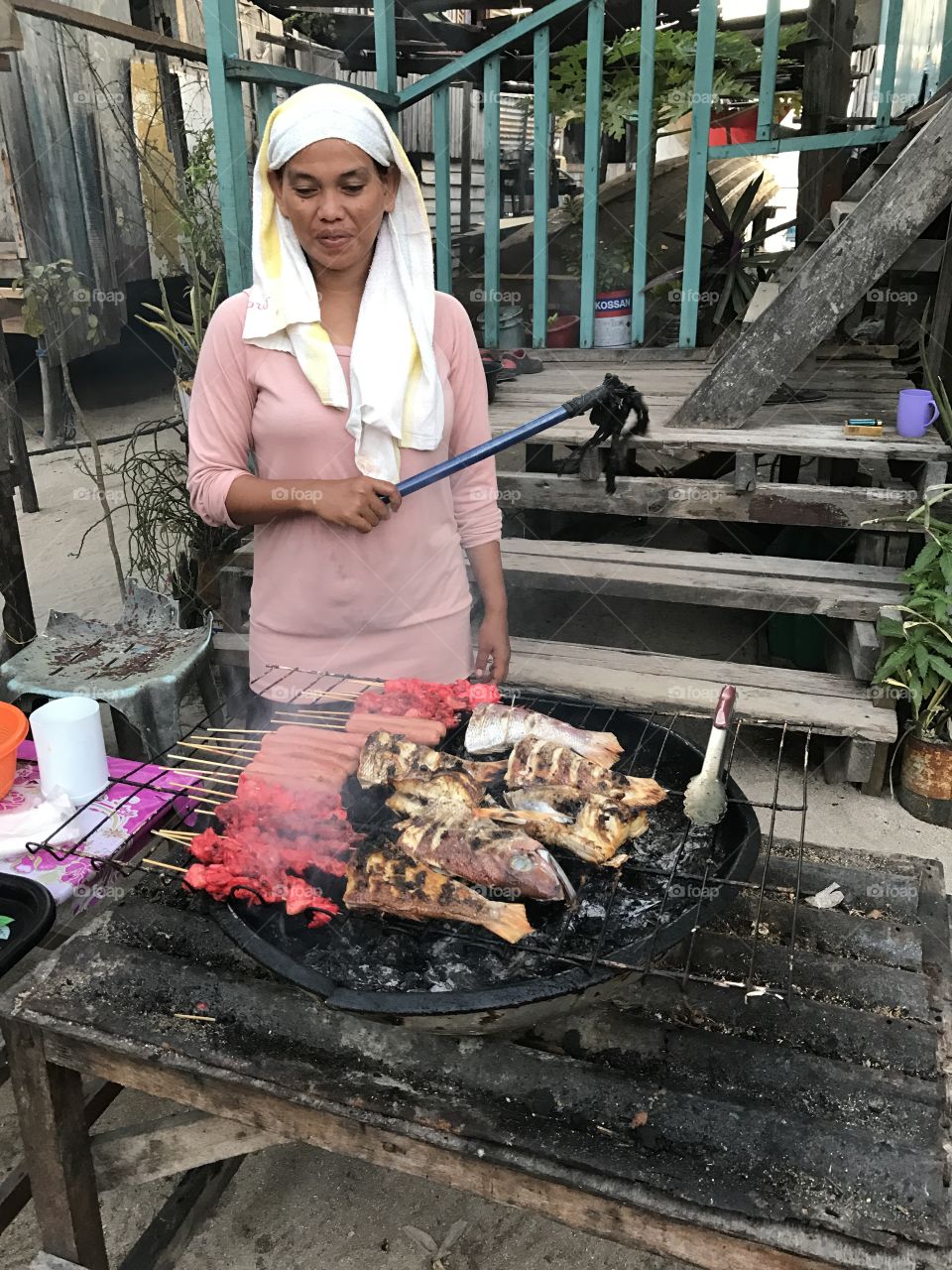 the main food in mabul island fresh fish grill by bajau laut..