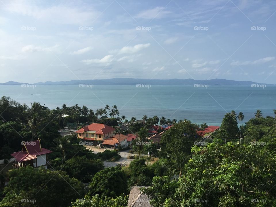 Beautiful Daytime view from the balcony of the party house in koh phangan Thailand for the full moon party