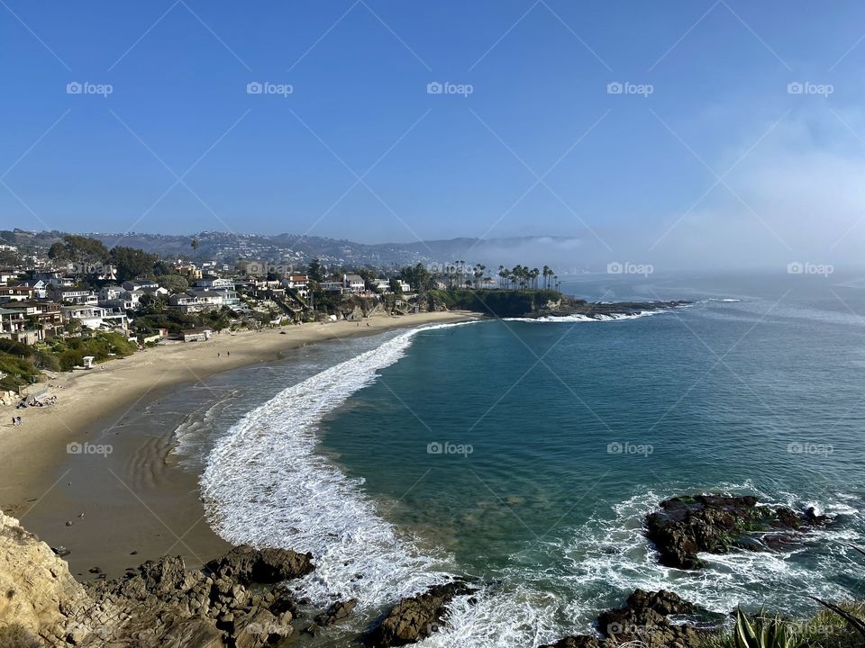 A view Crescent Bay Beach from Crescent Bay Point Park in Laguna Beach California 