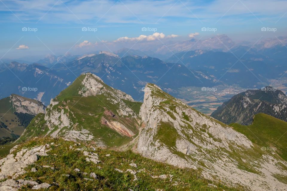 French Alpes, view from a mountain peak