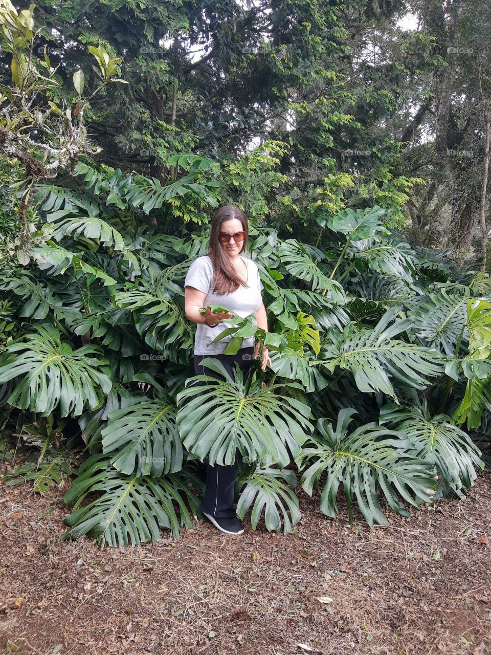 woman with monstera deliciosa