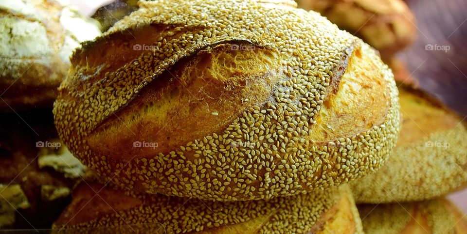 Sesame seed on bakery food