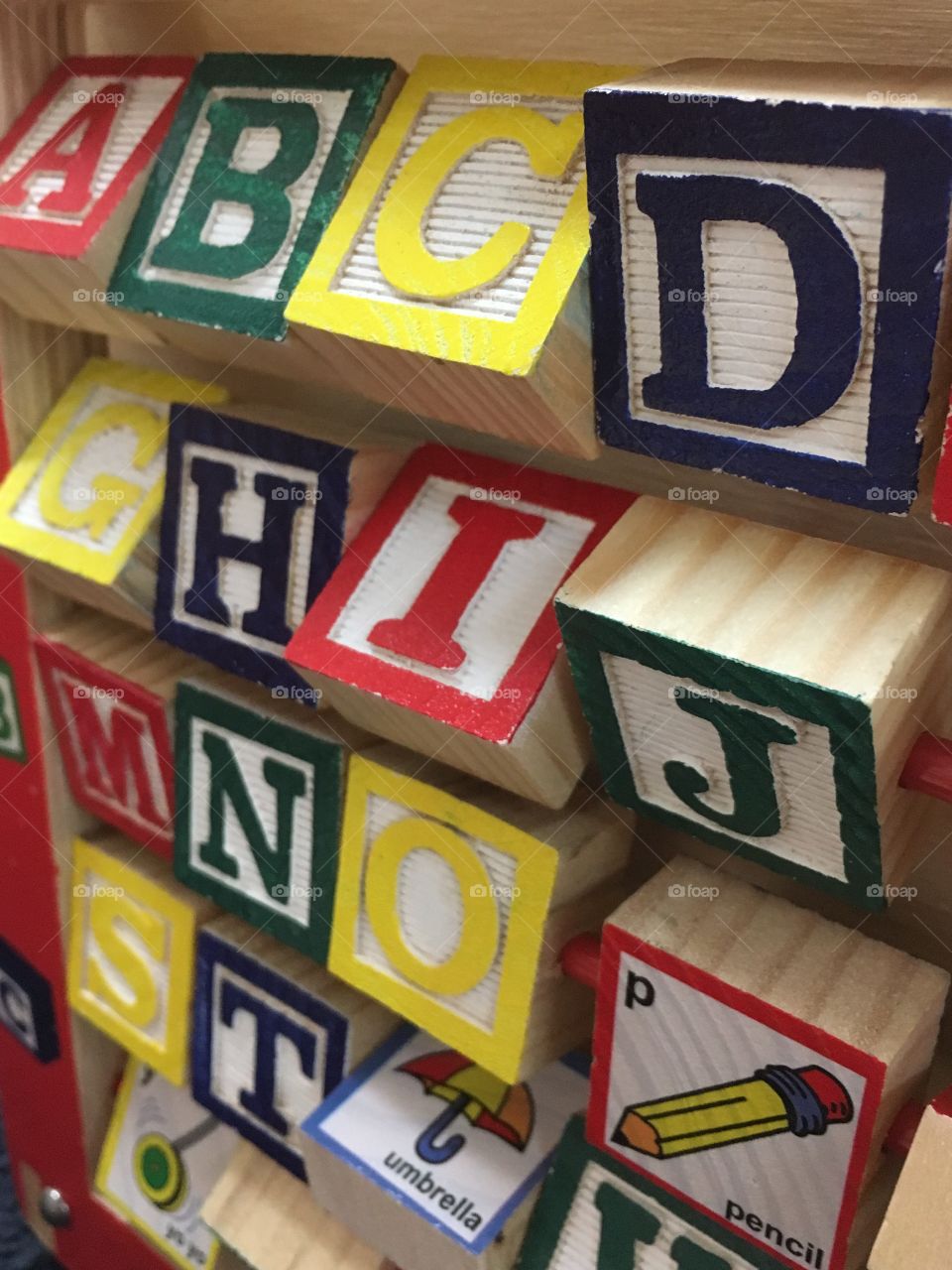Close up alphabet blocks 