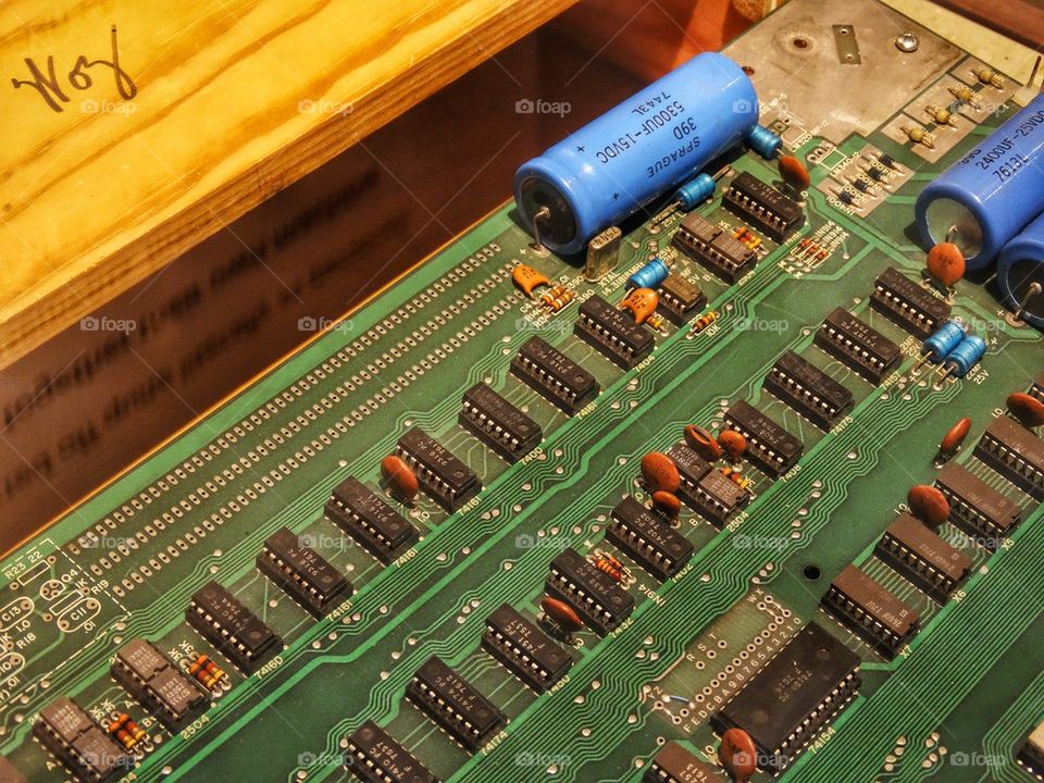 First Apple Computer. Internal Circuitry Of The First Apple Computer Built By Steve Wozniak
