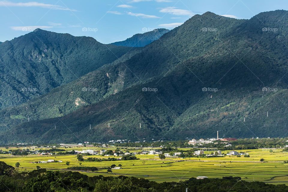 Beautiful mountain and farmland scenery