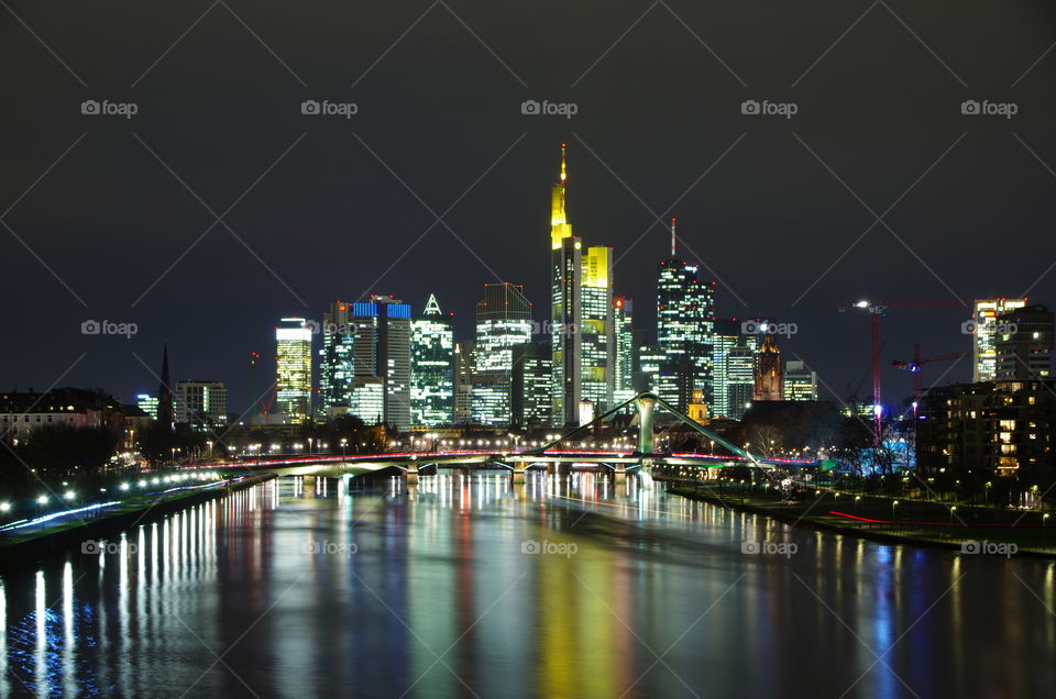 Frankfurt City Skyline and river Main