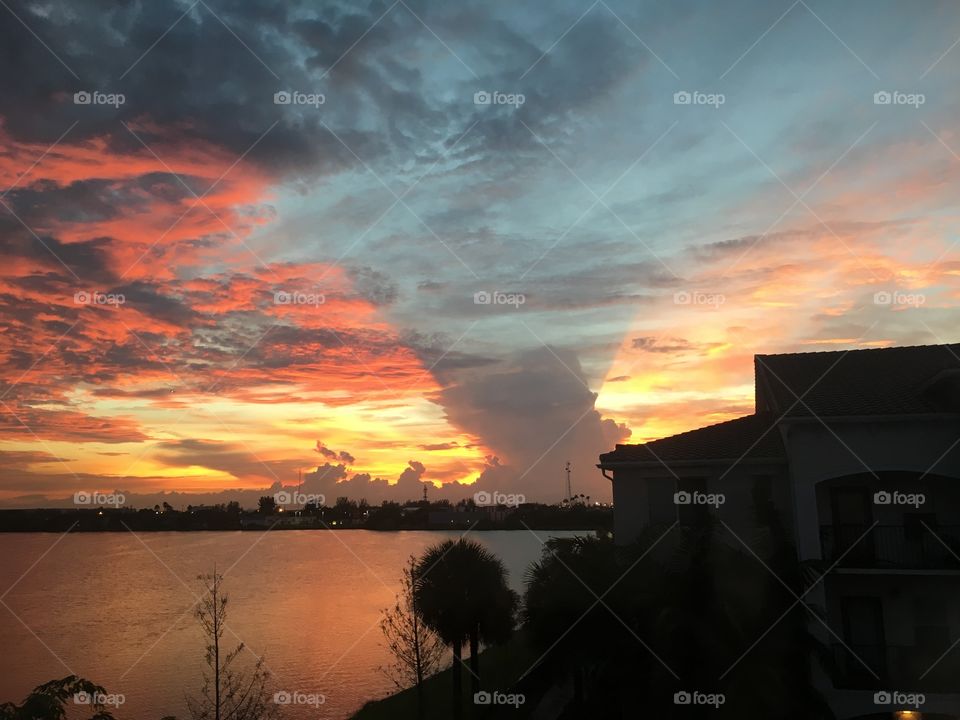 Beautiful cloud formation and sunset in Davie, Florida 