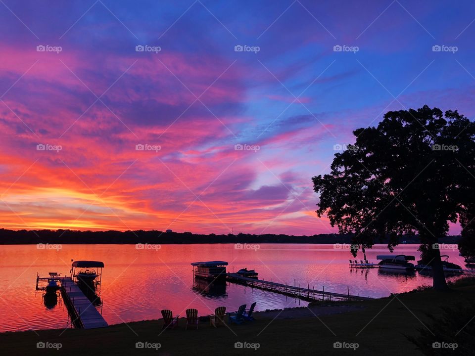 Brilliant Sunrise Paints Sky Over Minnesota Lake