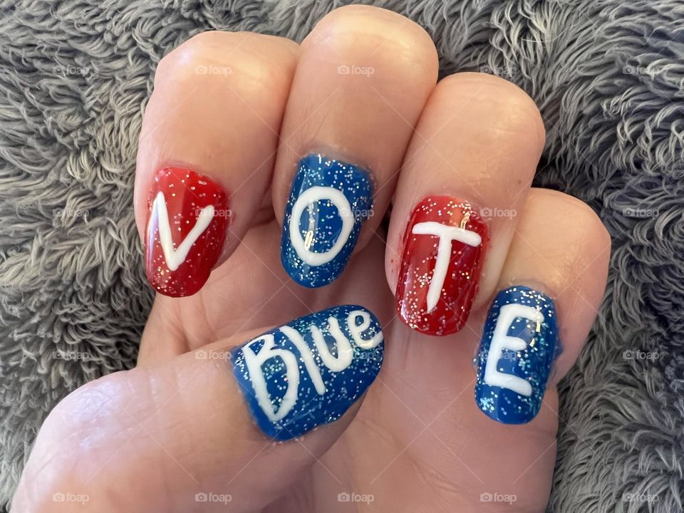 Election Day gel nail polish manicure 