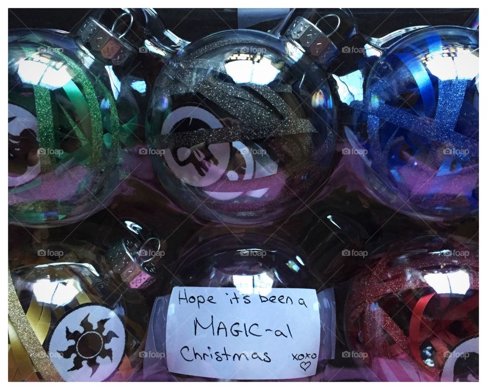 Handmade Magic the Gathering (MTG) Christmas ornament balls