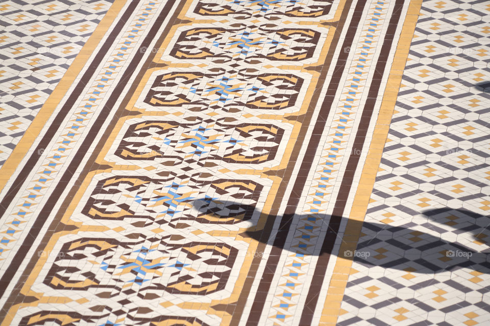 Hydraulic Pavement. Casa Batllo. Barcelona. Terrace.