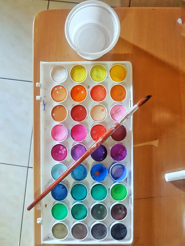 Watercolors and paint brush