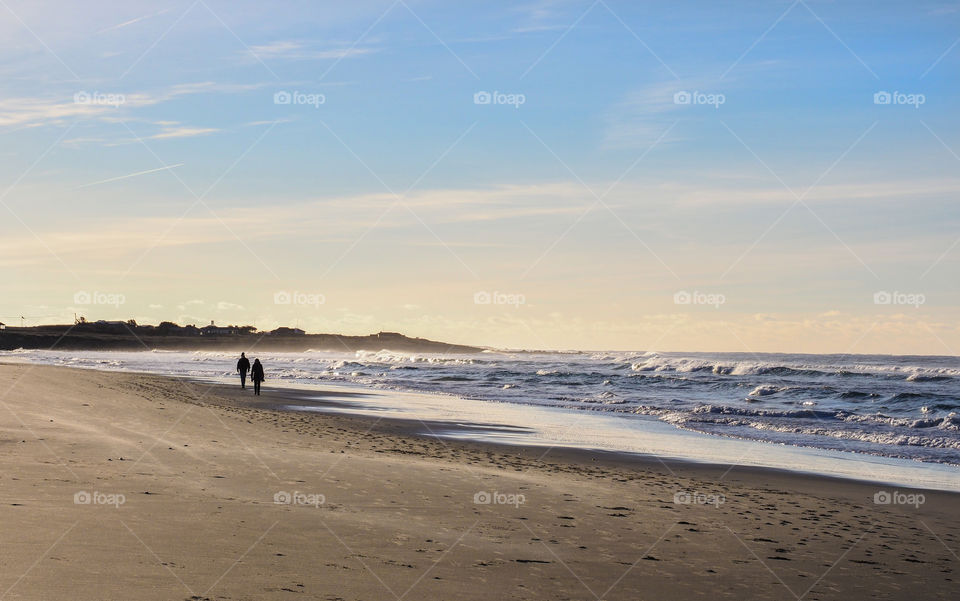 Walking on the beach. 