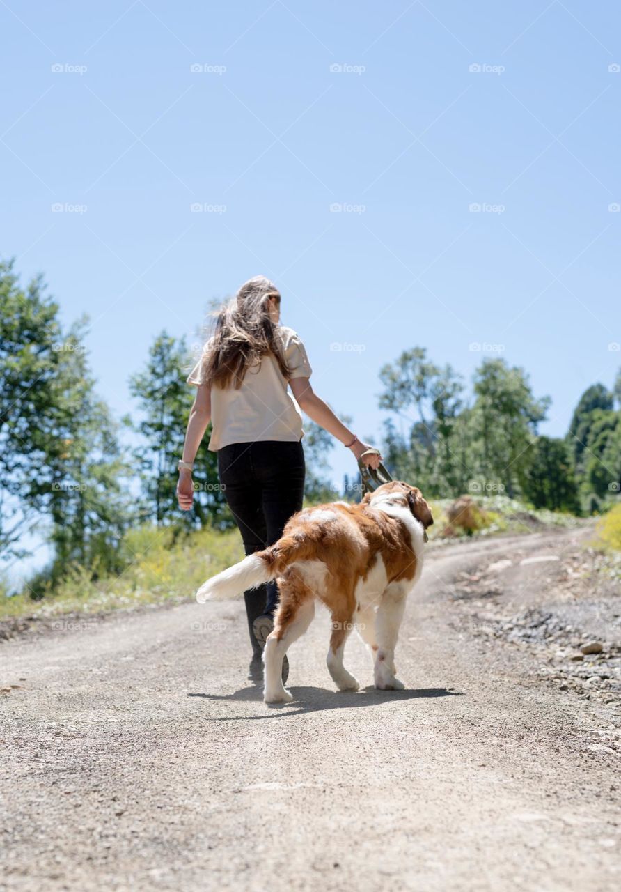 woman with her dog