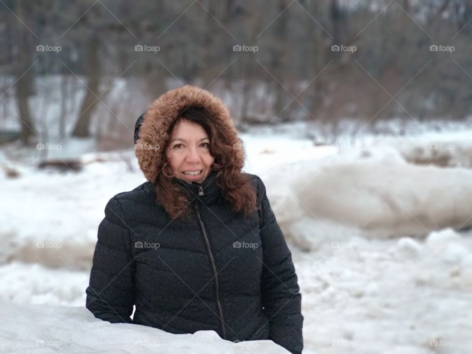 lady in a snow scene
