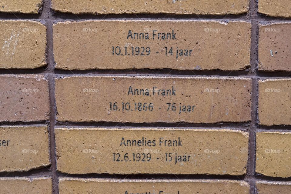 Bricks From The Holocaust Name Monument For Peopel With The Frank Family Name At Amsterdam The Netherlands 29-4-2024