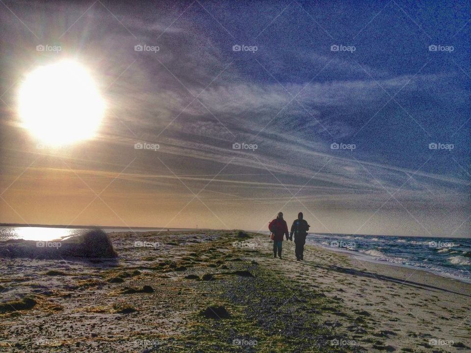 Walking along the beach