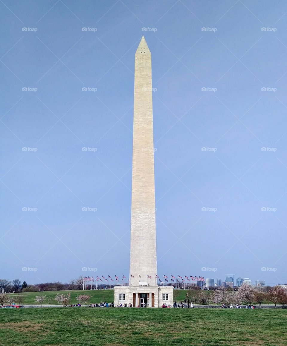 Washington Monument with view of Rosslyn VA in the background