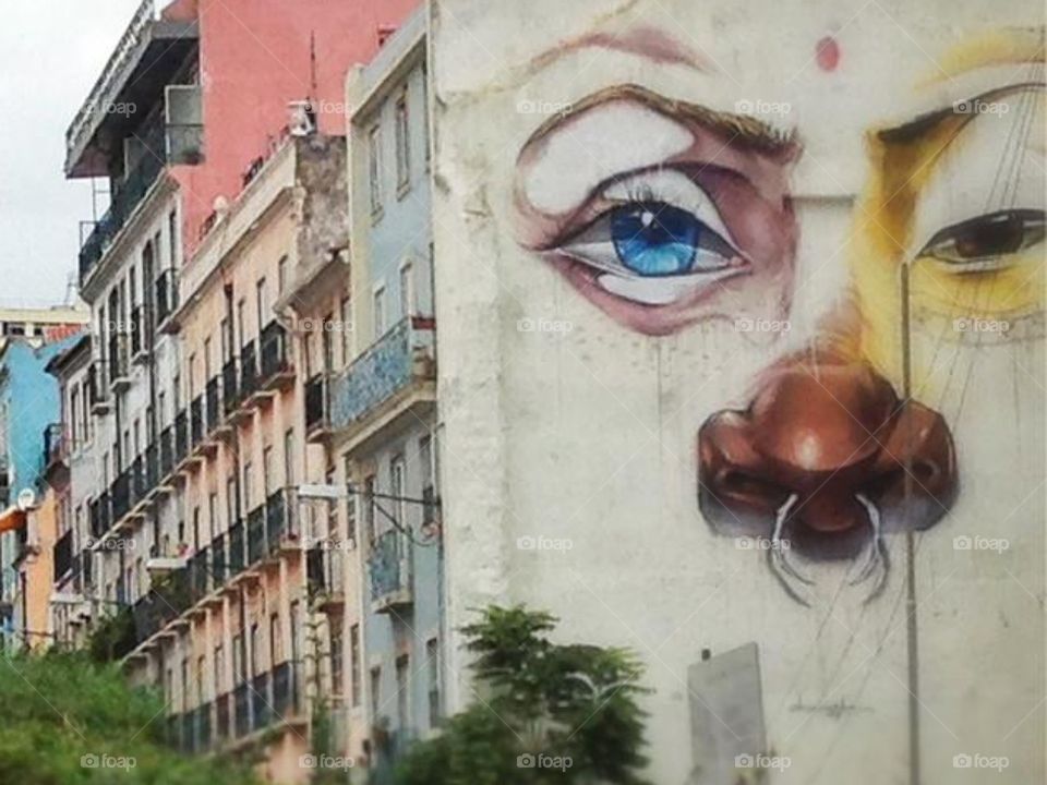 Street art, Lisbon, Portugal.
Blue eye staring at me.
