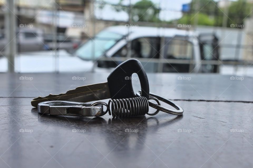 Trolley keys on table